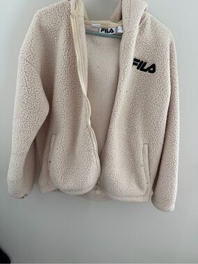 FILA Cream Fleece Hooded Zip Jacket